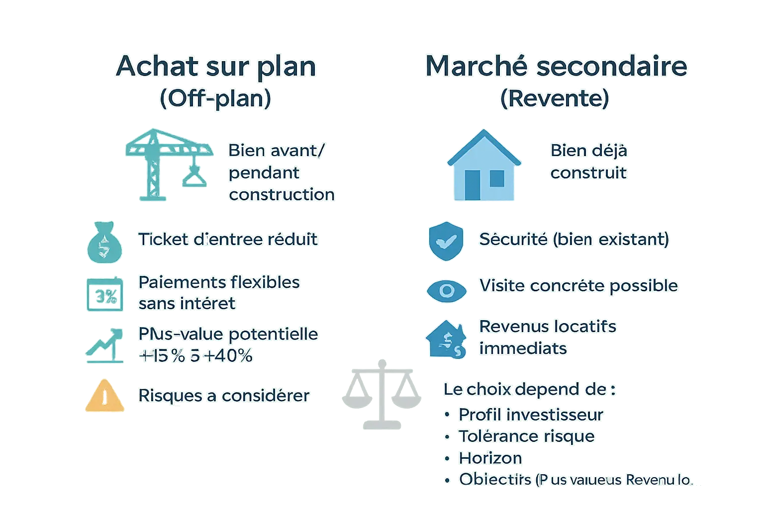 Comparaison entre l'achat sur plan et la revente à Dubaï