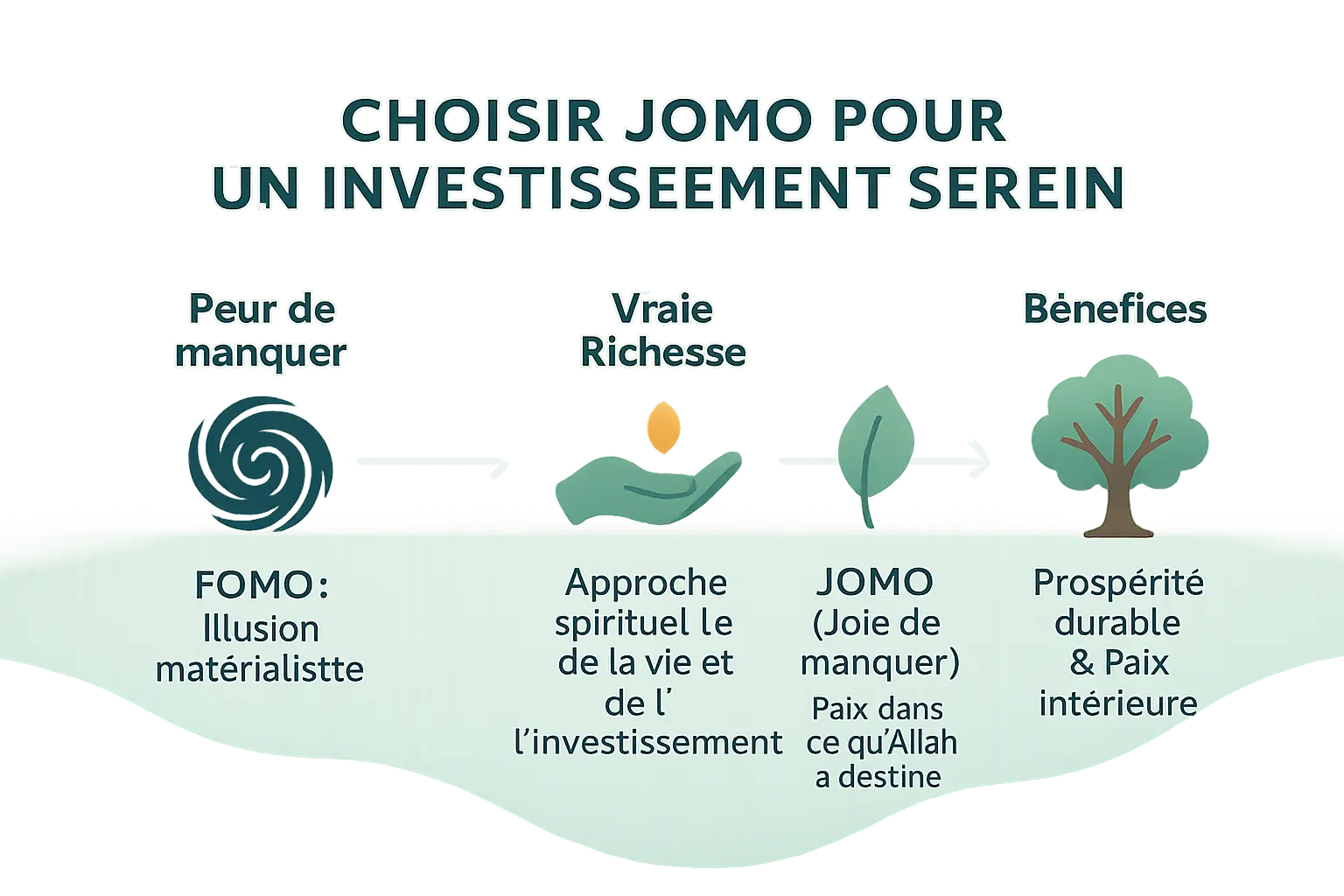 Illustration d'un investisseur musulman trouvant la sérénité spirituelle dans l'investissement halal
