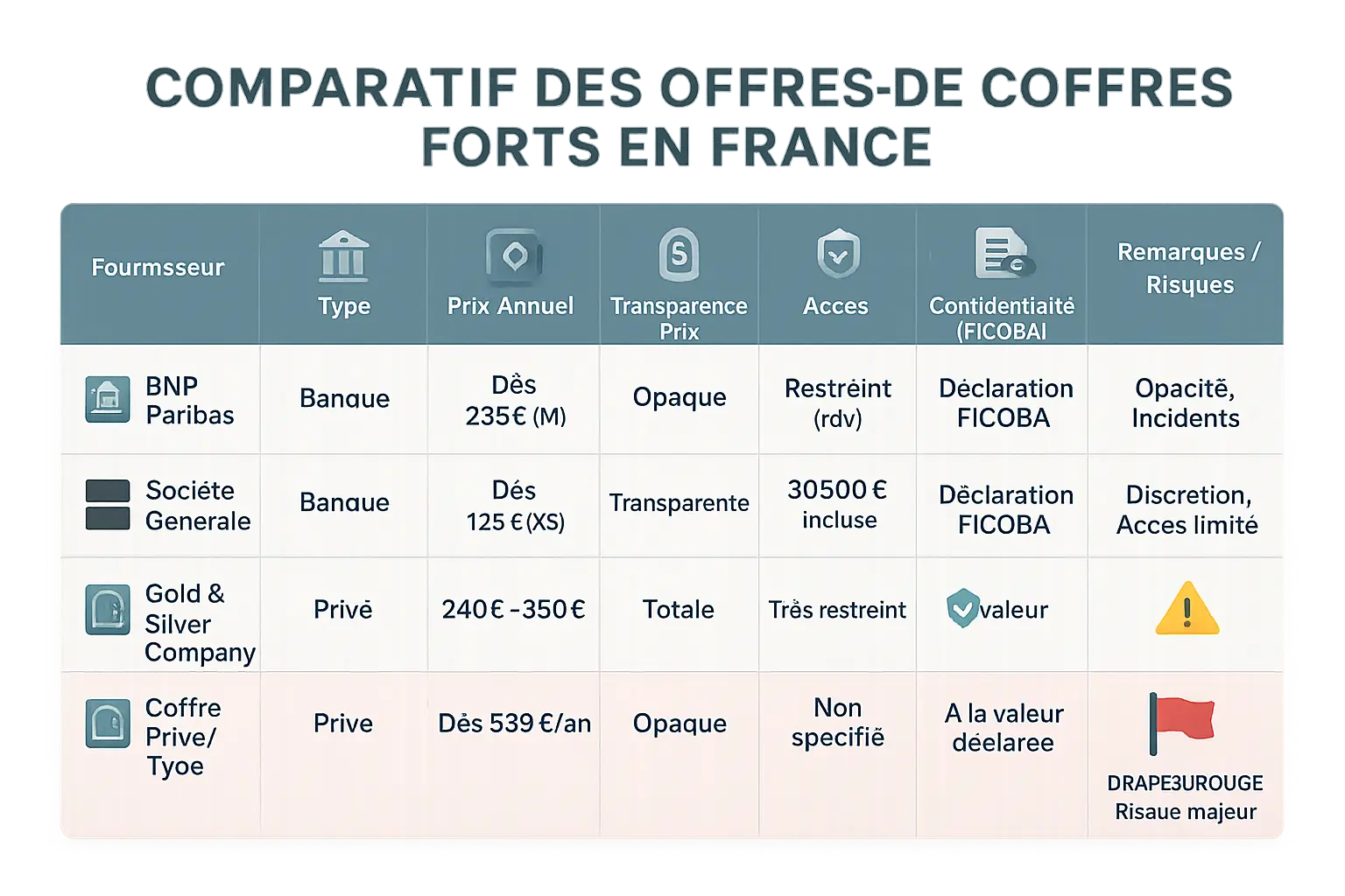 Comparatif des offres de coffres-forts