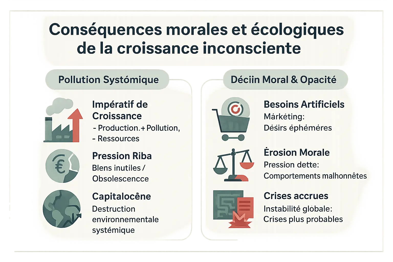 Illustration des conséquences morales et écologiques du paradigme matérialiste