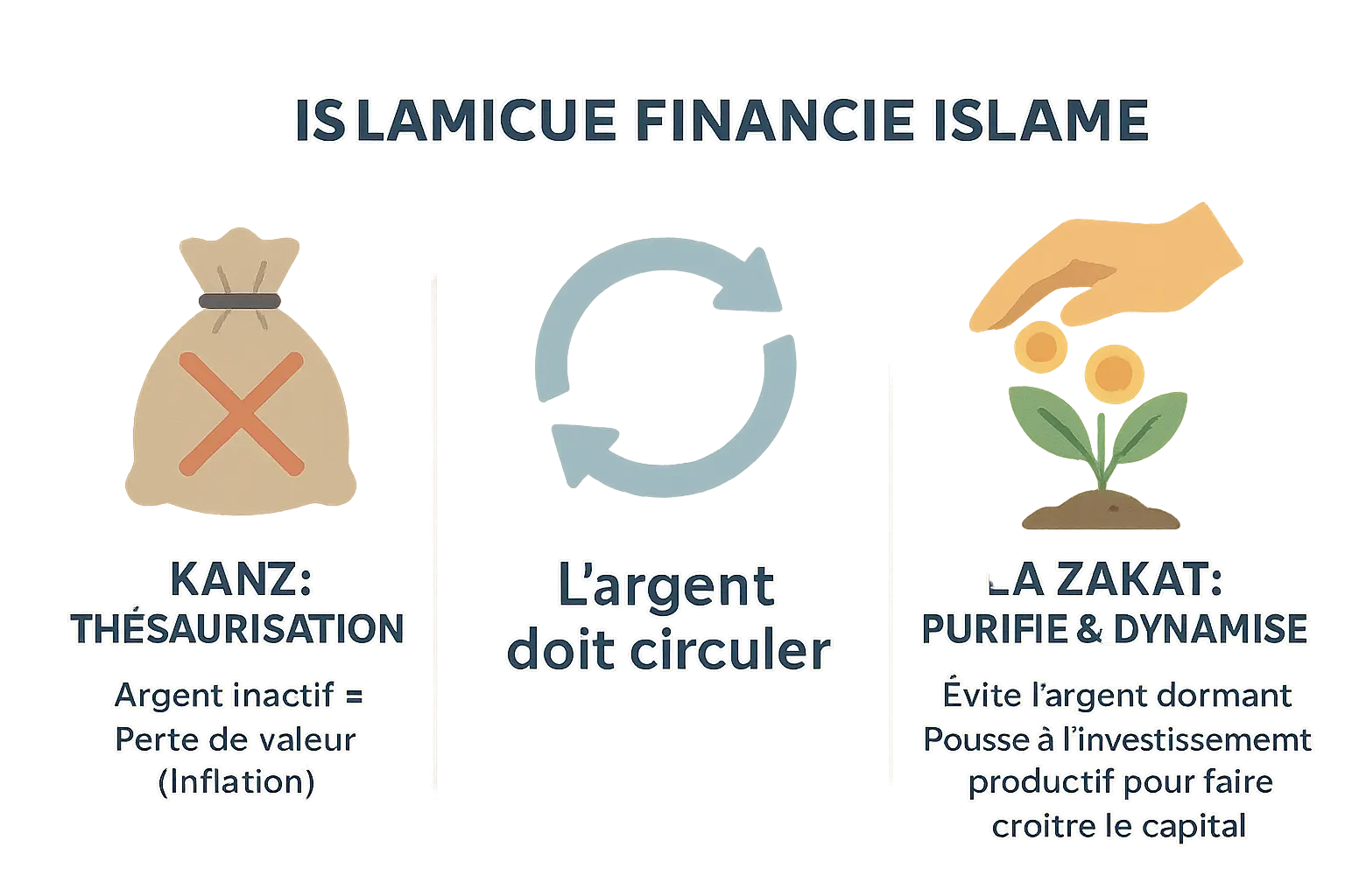 Illustration de la circulation de l'argent en finance islamique