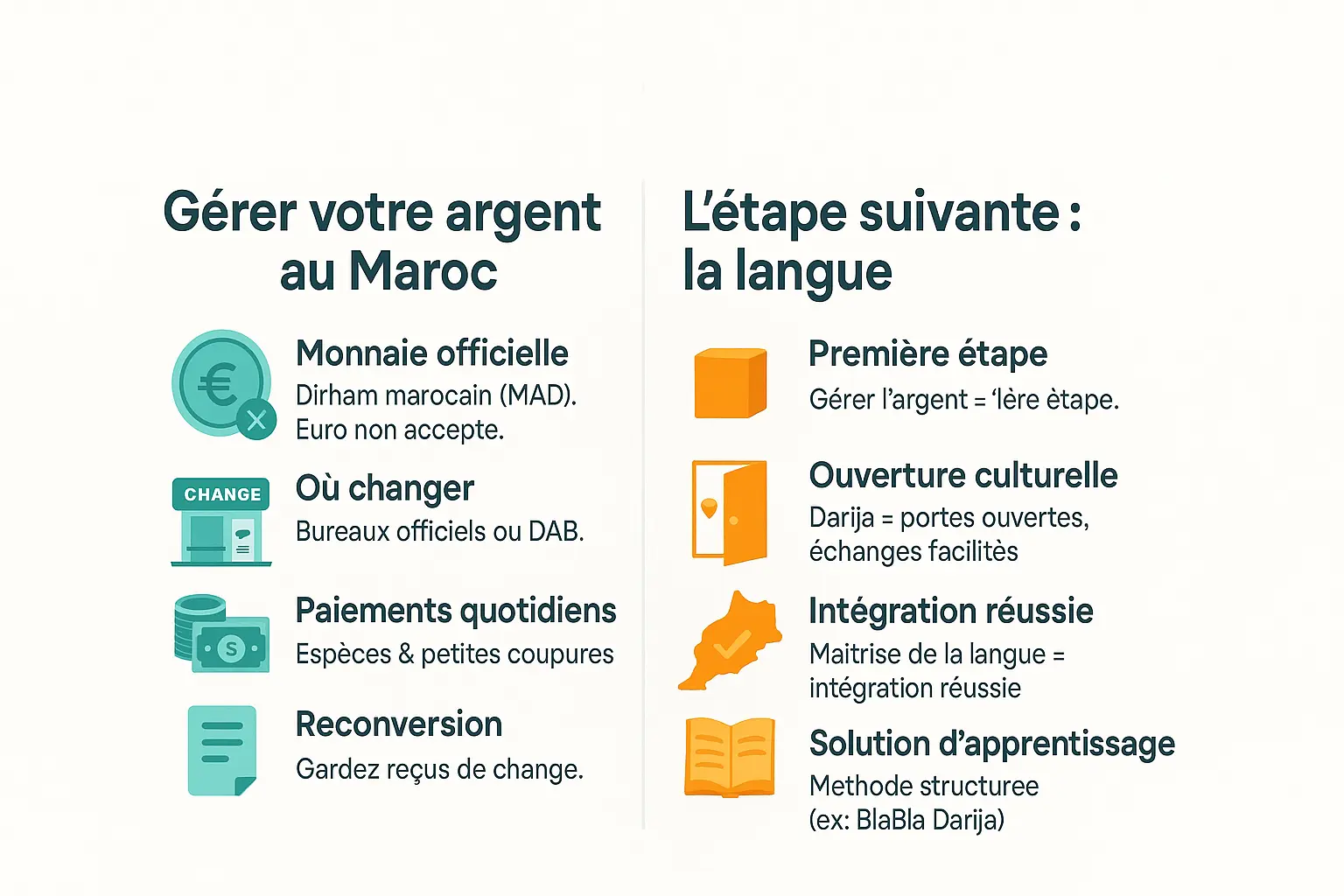 Guide pratique pour gérer son argent et sa langue au Maroc
