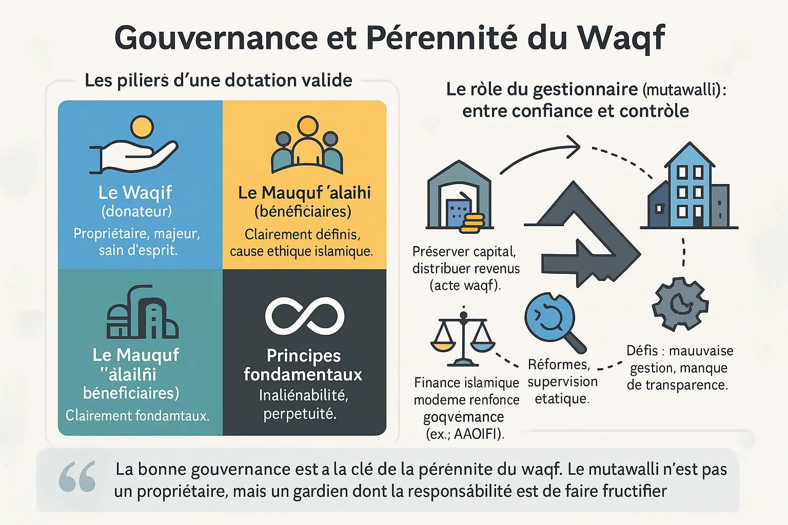 Infographie sur la gouvernance moderne du waqf