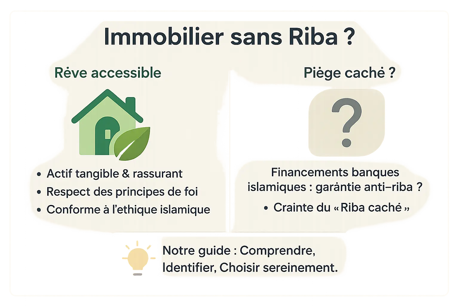 Illustration représentant un bien immobilier avec des symboles de finance islamique