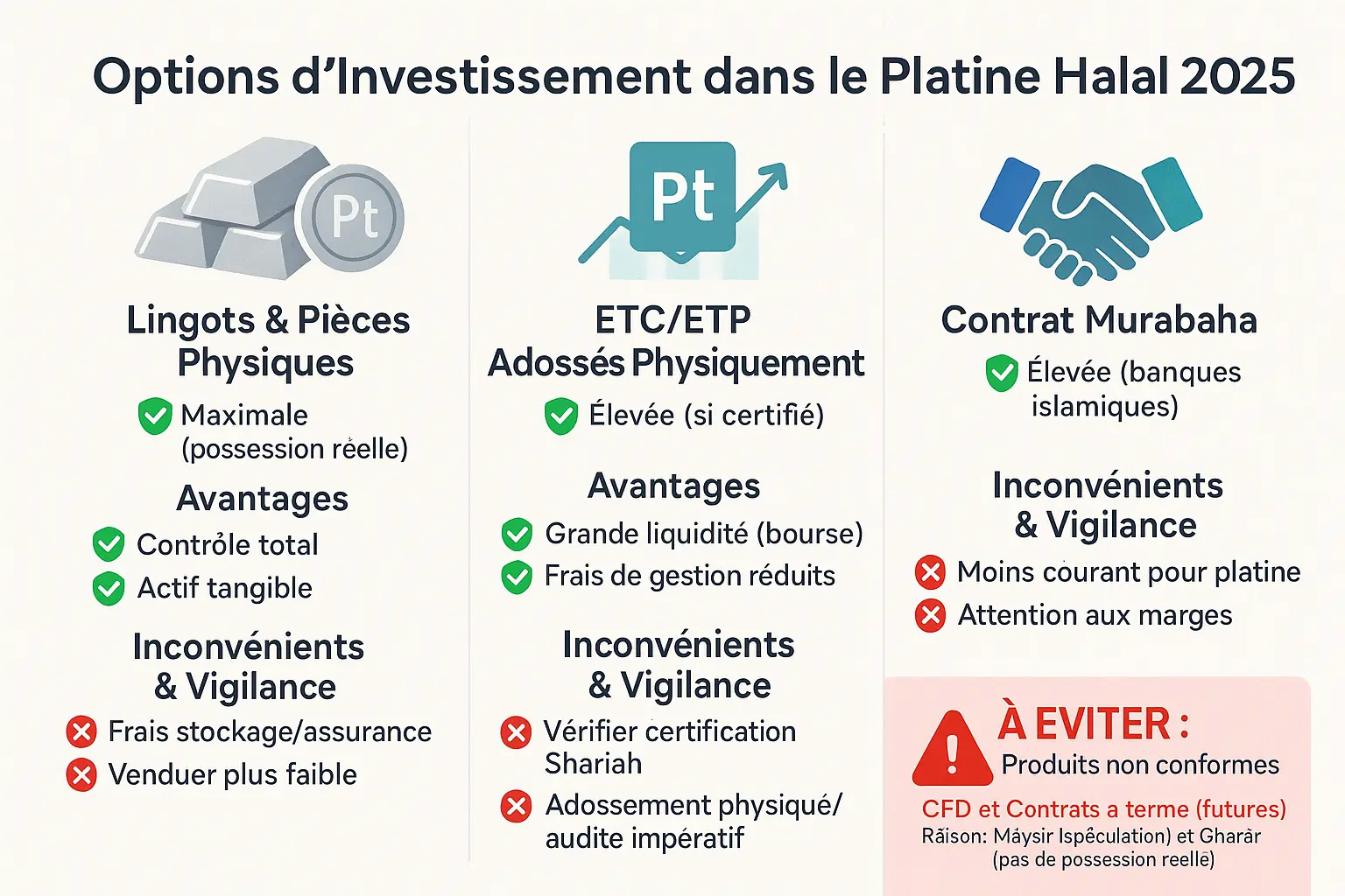 Comparatif des méthodes d'<strong>investissement dans le platine halal</strong>