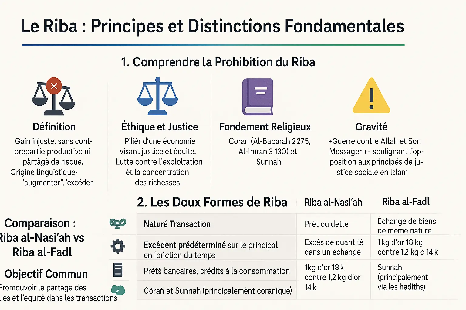 Illustration explicative du concept de Riba en finance islamique