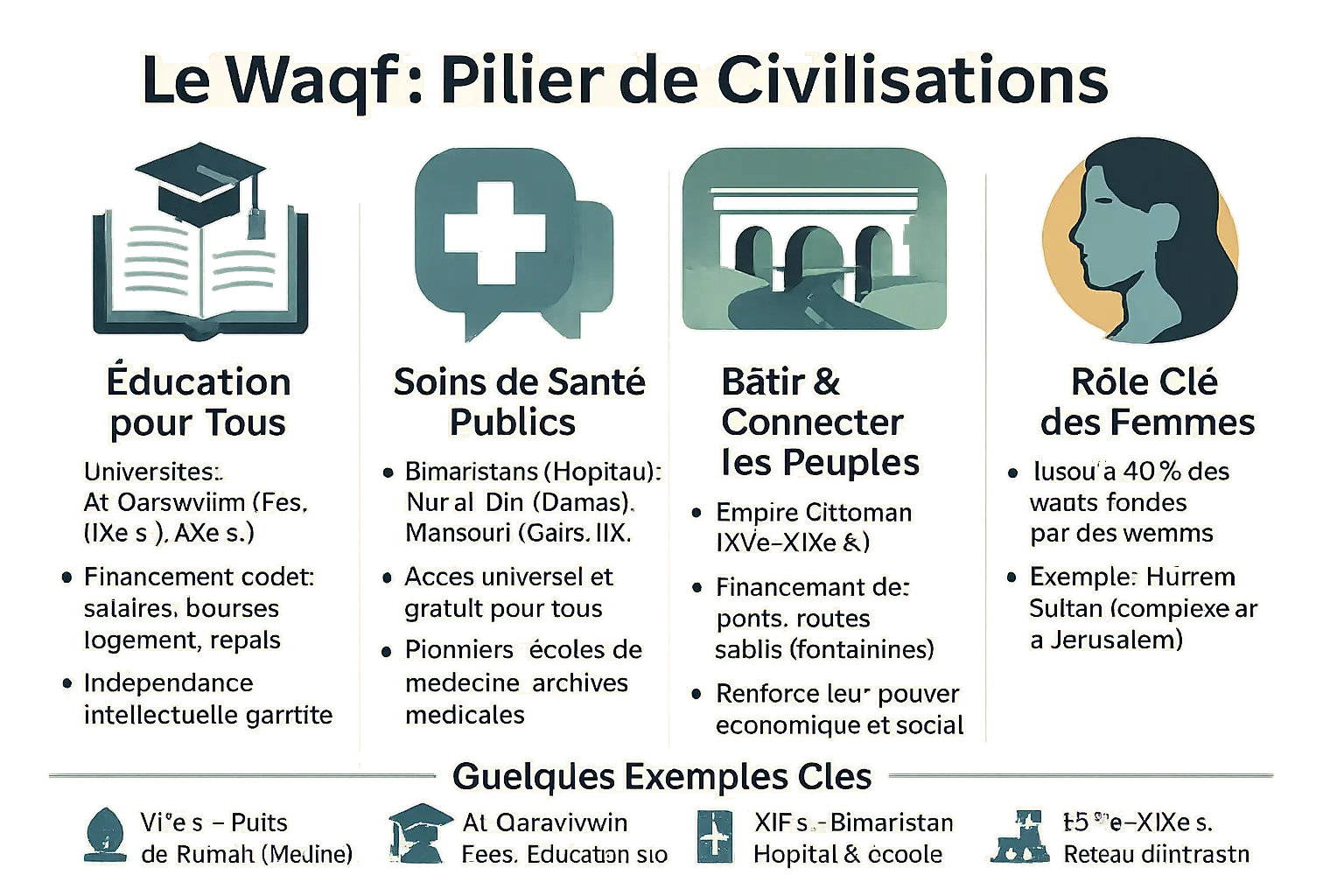 Illustration du rôle historique du waqf dans les civilisations islamiques
