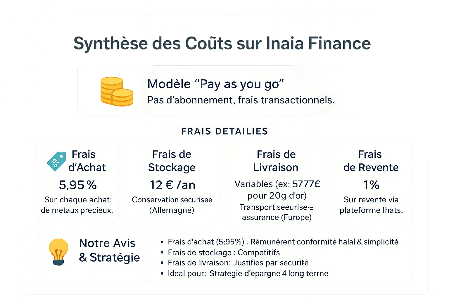 Illustration des coûts d'Inaia Finance