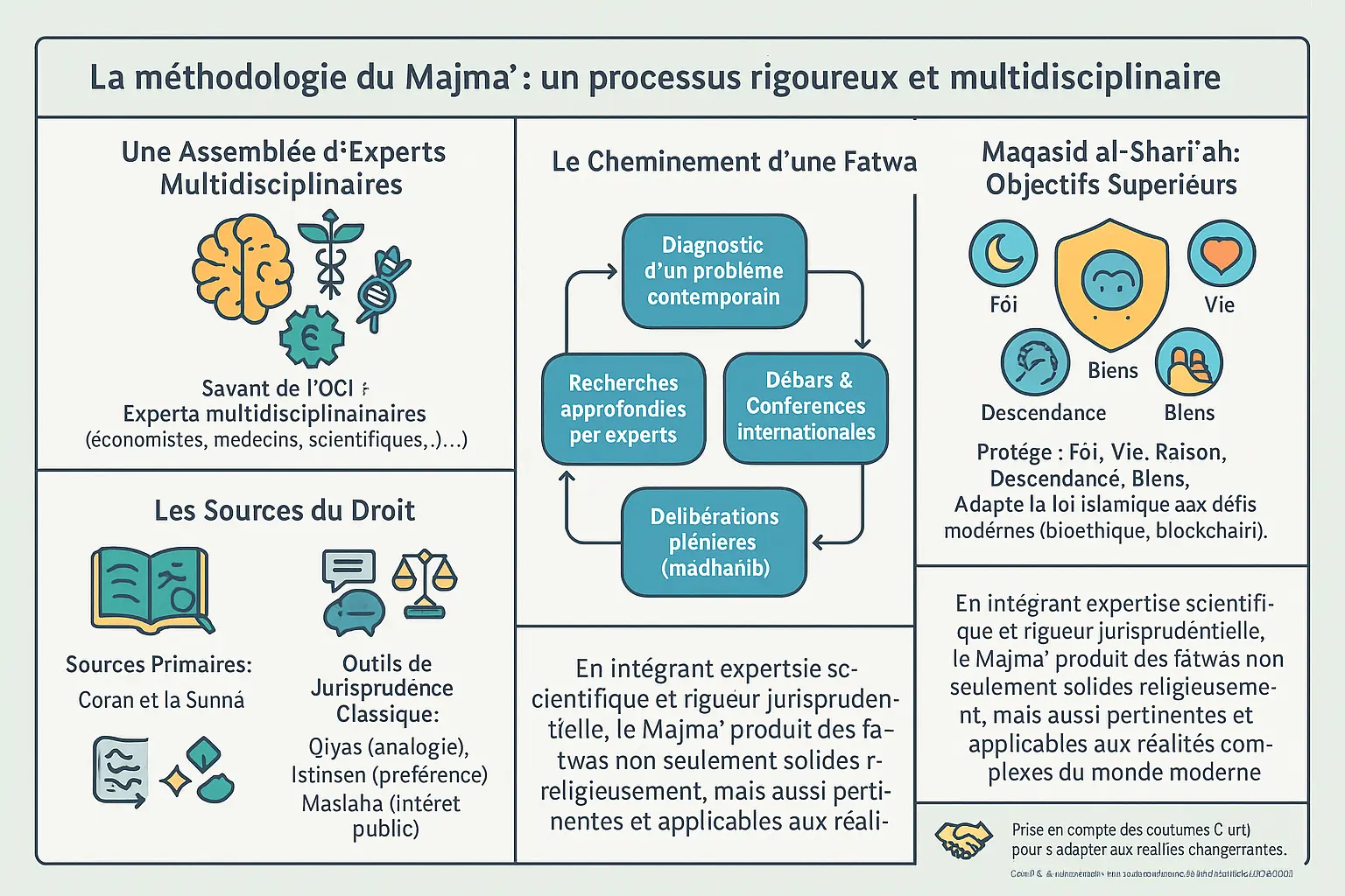 Illustration de la méthodologie du Majma' al-Fiqh al-Islami