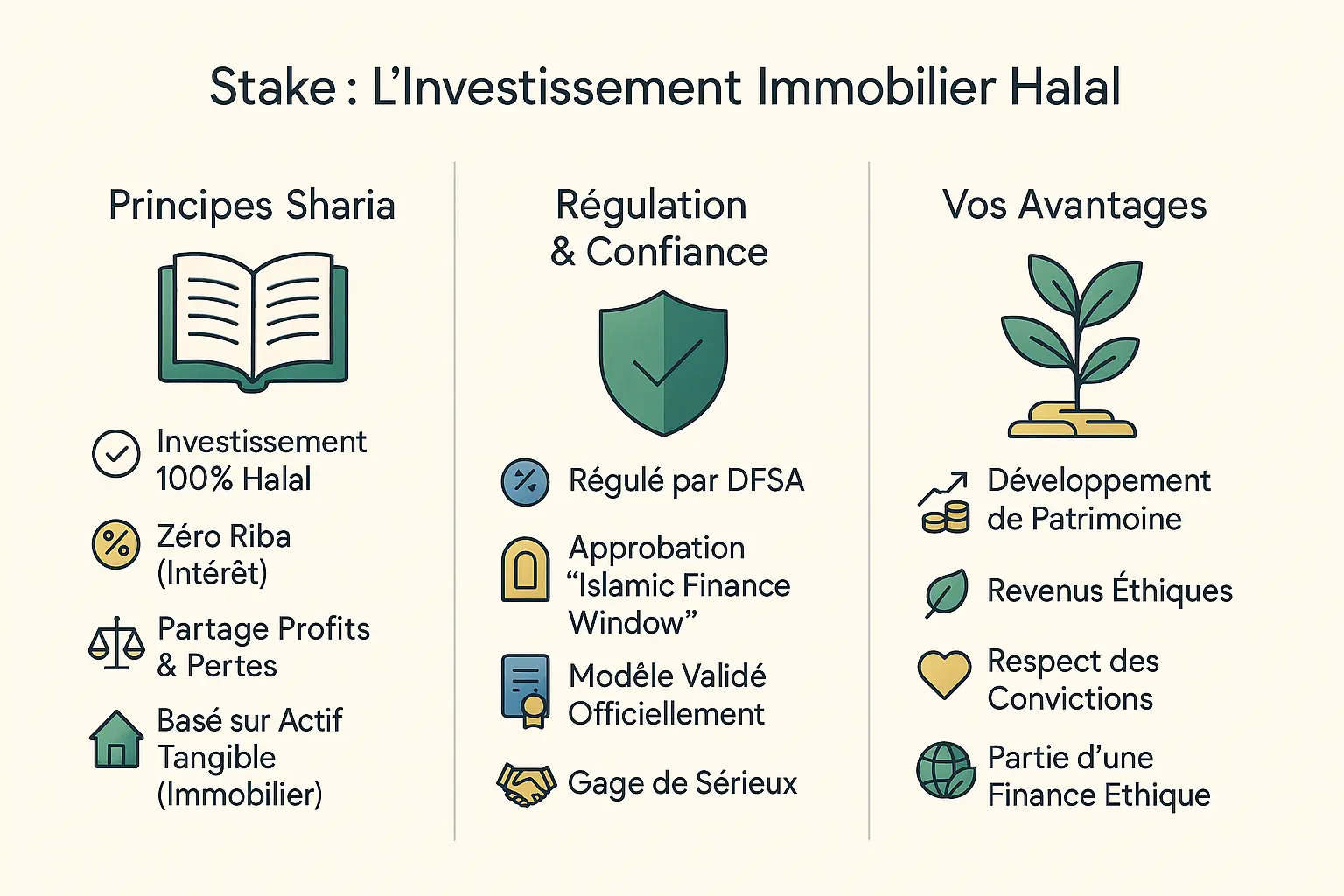 Illustration d'investissement immobilier halal sur Stake