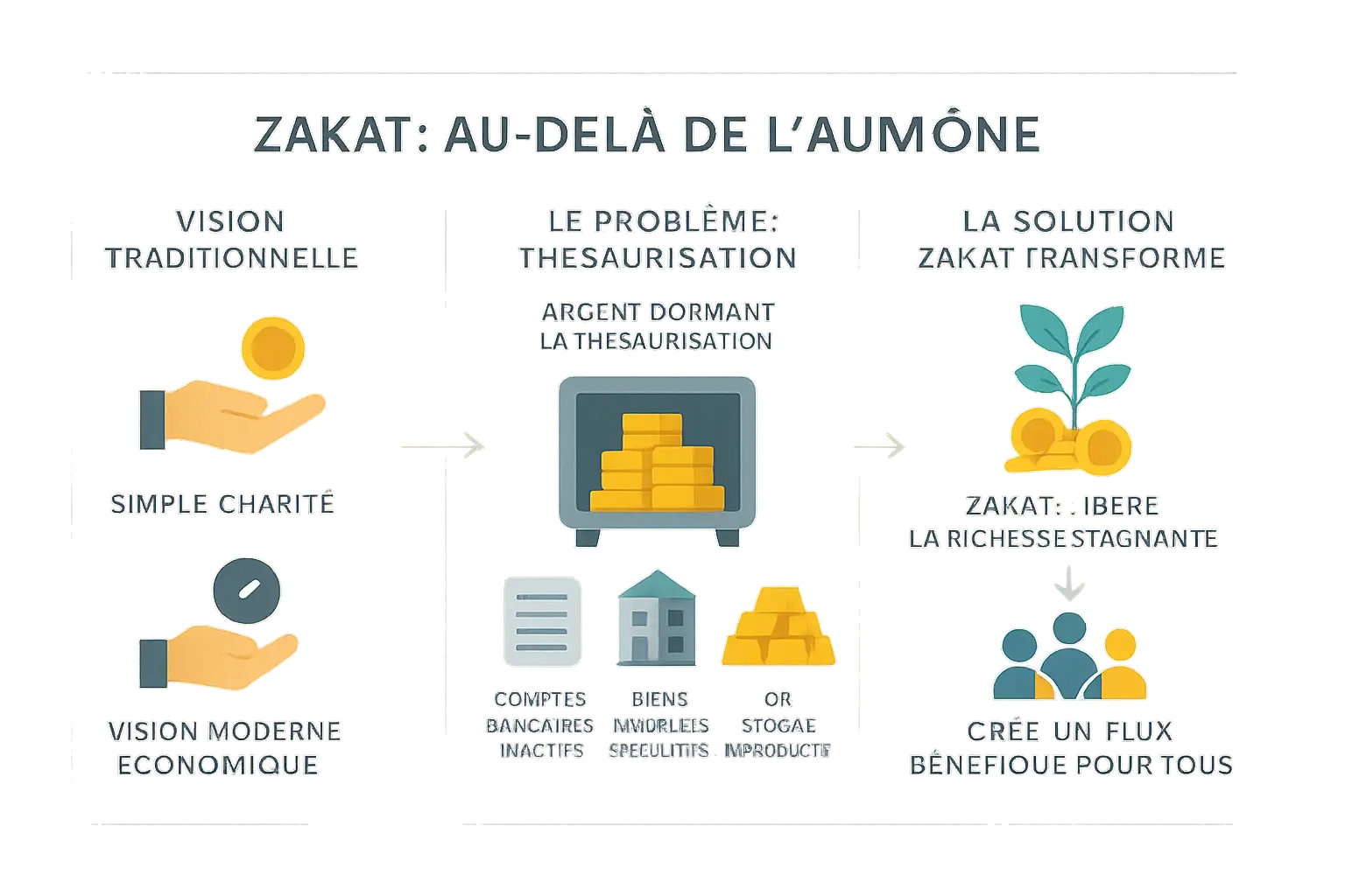 Illustration de la Zakat en tant que mécanisme économique